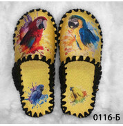 домашние тапочки оптом женские войлочные Vends желтые с попугаями 0116-БЖ