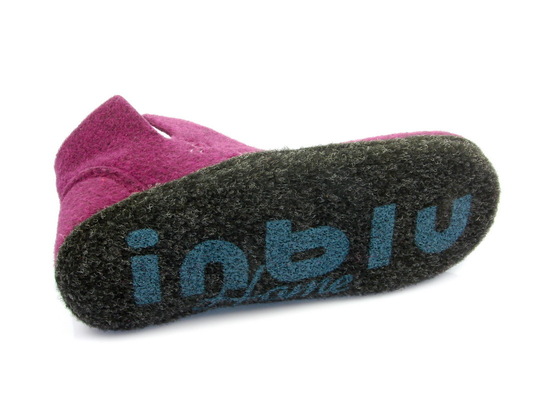 Фото 4 тапки оптом Inblu жіночі фетрові капці черевики фіолетові з малюнком серця P2-6H/066
